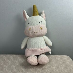Living Textiles Kenzie Unicorn Plush Stuffed Animal Toy Rattle Sweater Knit Pink